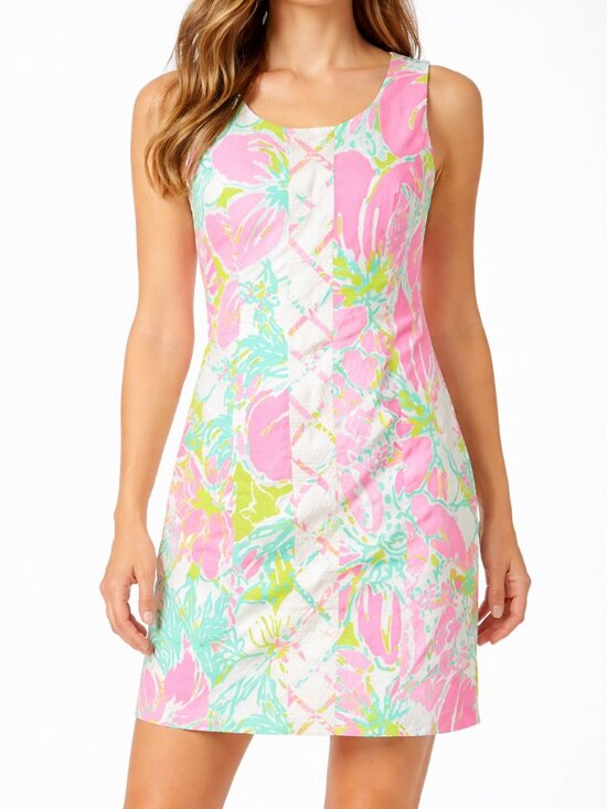 Lilly Pulitzer Dresses & Skirts - Lilly Pulitzer Sleeveless Cotton Shift Dress – Size 8 – Pink Tropical Print